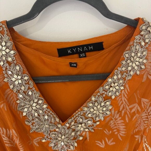 Kynah Salmah Rust Orange Kaftan, XS - Picture 3 of 9